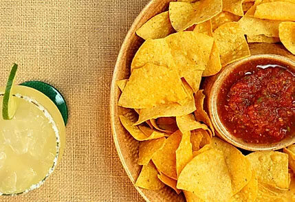 Chips, salsa, and a margarita