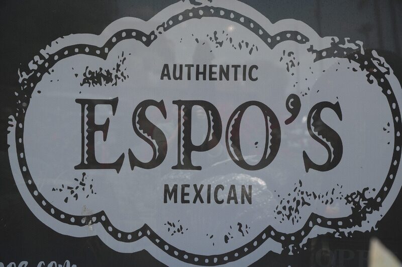 Espo's Authentic Mexican window decal on the front glass